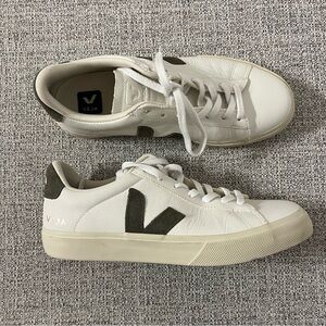 Veja Campo Sneaker White Leather Khaki Suede Size 41 Women’s Size 10